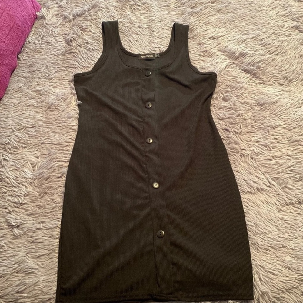 Black mini ribbed dress